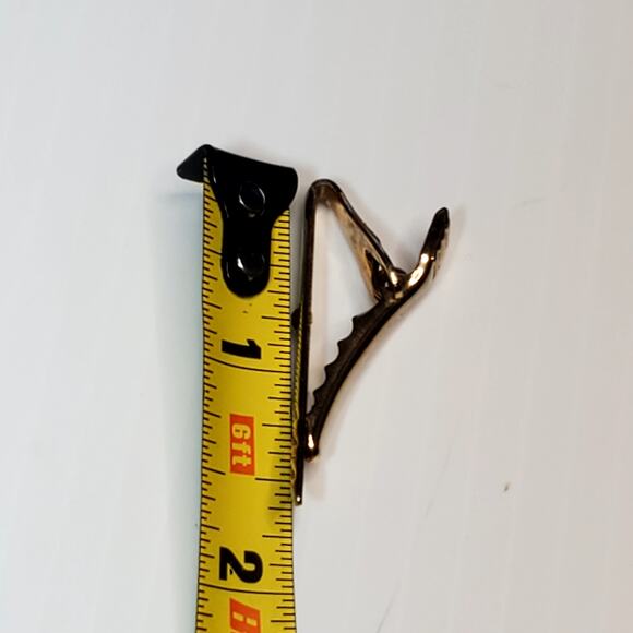 Silver Tone Tie Clip Red Rhinestone 1.5" Vtg - Picture 3 of 3